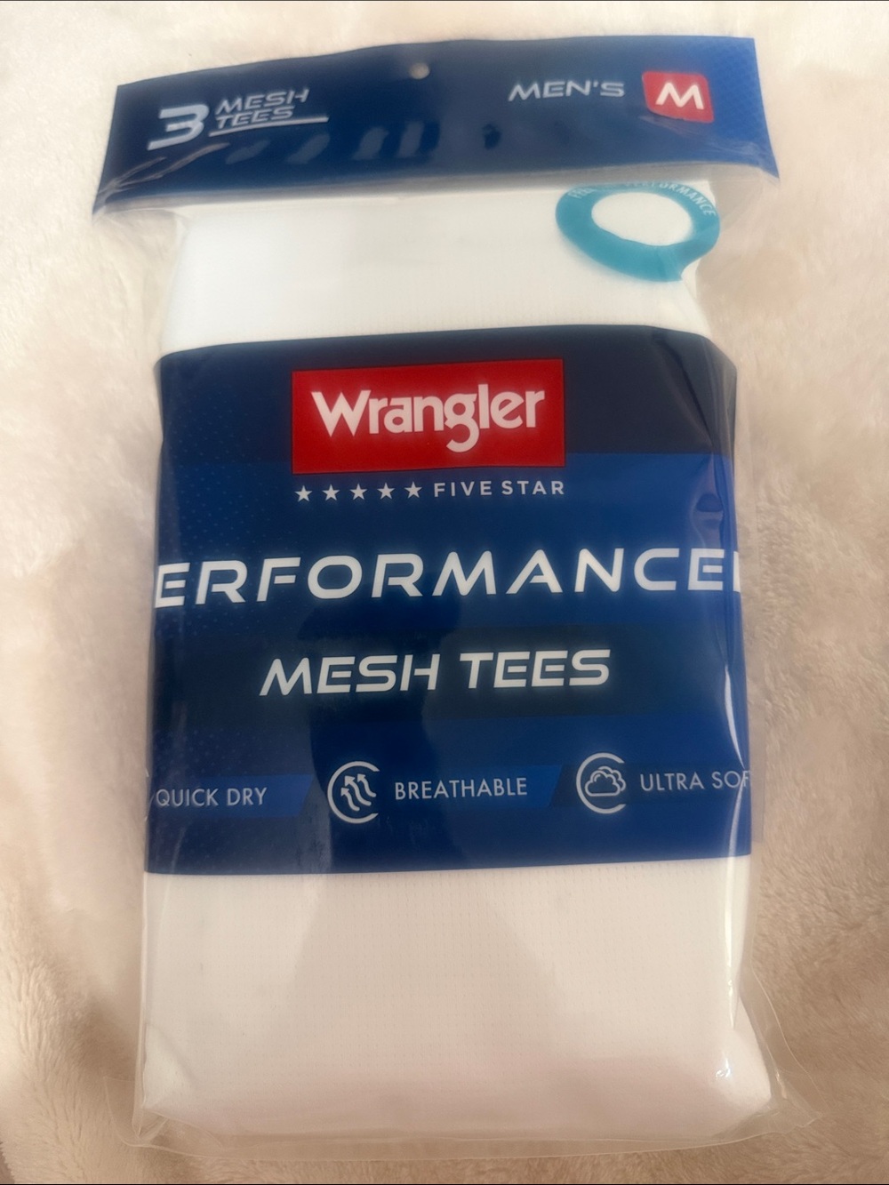 Wrangler Men’s White Performance Mesh Tees - 3 Pack